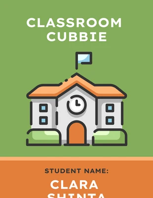 Free  Template: Etiqueta De Armazenamento Sala de aula com ilustração fofa verde e laranja