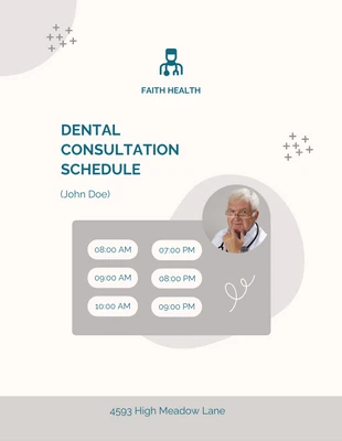 Free  Template: Modèle d'horaire de consultation dentaire brun blanc