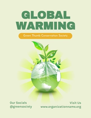 Free  Template: Ilustración Minimalista Verde Claro Calentamiento Global Medio Ambiente Cartel