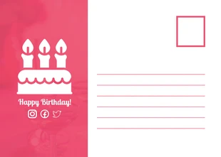 Pink And White Modern Playful Simple Happy Birthday Postcard - صفحة 2