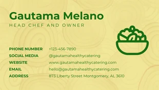 Light Green And Yellow Modern Texture Pattern Healthy Catering Business Card - Seite 2