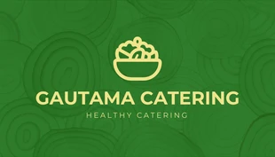 Free  Template: Tarjeta De Visita Catering saludable con patrón de textura moderno verde claro y amarillo