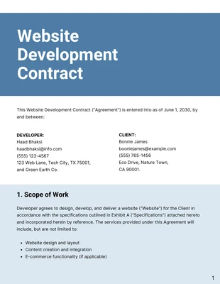 Free  Template: Website Development Contract Template Free