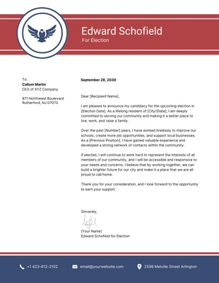 Free  Template: Blue and Red Election Campaign Letterhead