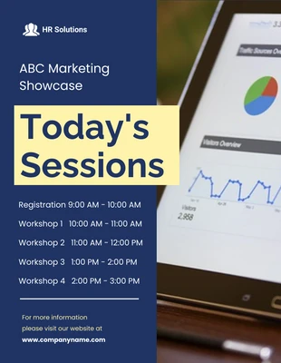Free  Template: Dark Blue Schedule of Marketing Sessions Template