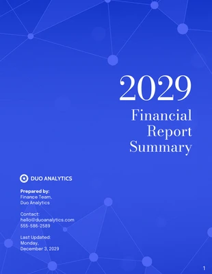 premium  Template: Plantilla de resumen de informe financiero azul