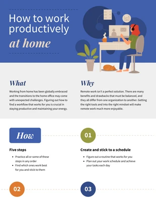 premium  Template: Trabajar desde casa de forma productiva Microlearning Infographic
