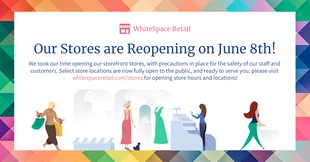 Free  Template: Vibrant Retail Store Reopening Facebook Post