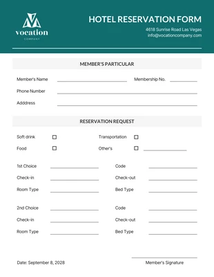business  Template: Simple Grey and Green Reservation Form