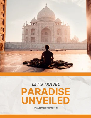 Free  Template: ملصق بملمس عصري باللونين البيج والبرتقالي يتيح السفر