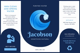 Free  Template: White And Navy Minimalist Water Bottle Label