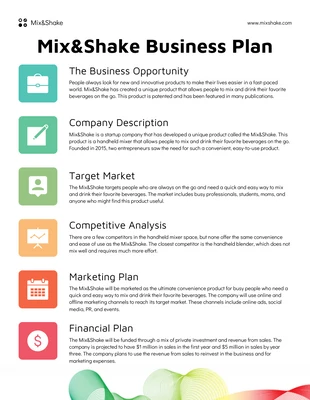 premium  Template: Business Plan One Page Template