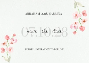 Free  Template: Beige Flower Watercolor Save the Date Postcard