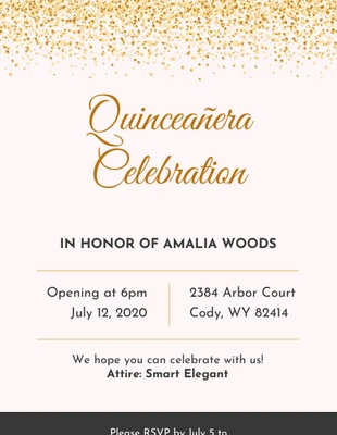 Gold Quinceanera Invitation