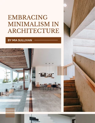 premium  Template: غلاف كتاب الهندسة المعمارية الجمالية البسيط باللونين البيج والبني