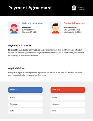 Free  Template: Illustration Single Page Payment Agreement