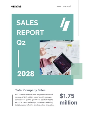 Free  Template: Turqoise And White Minimalist Sales Report