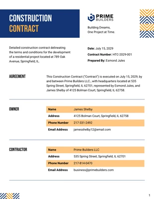 business  Template: Construction Contract Template