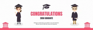 Free  Template: White And Red Modern Simple Illustration Congratulation Graduation Banner