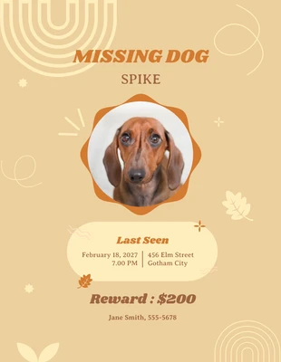 Free  Template: Poster de chien disparu aux couleurs pastel