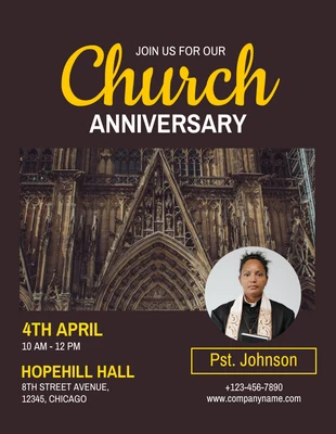 Free  Template: Brown Minimalist Church Anniversary Flyer