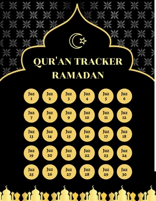 Free  Template: Black Modern Teexture Ramadan Tracker Schedule Template