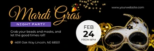 Free  Template: Black and Gold Mardi Gras Party Night Banner