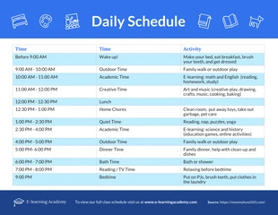 Free  Template: E-learning Daily Schedule