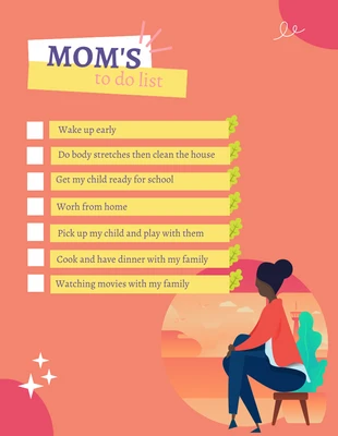 Free  Template: Modèle de liste de choses à faire de la maman orange jaune