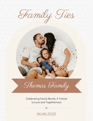 White and Soft Brown Family Ties Poster Template