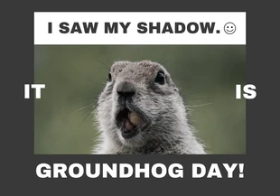 Free  Template: Dark Grey Minimalist Photo Groundhog Day Card