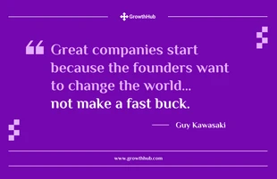 Free accessible Template: Póster motivacional de Guy Kawasaki para emprendedores.