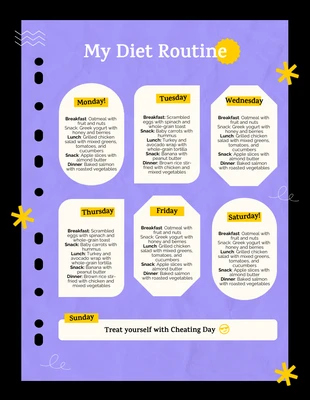 Free  Template: Modelo de agenda de diário de dieta roxo suave