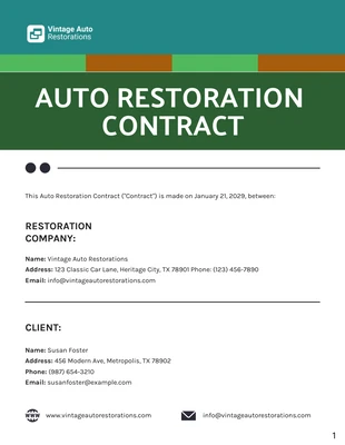 Free  Template: Auto Restoration Contract Template