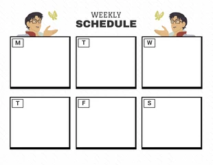 Free  Template: Modelo de agenda semanal simples para anime em branco