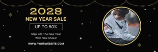Free  Template: Black Gold New Year Shoes Banner Sale