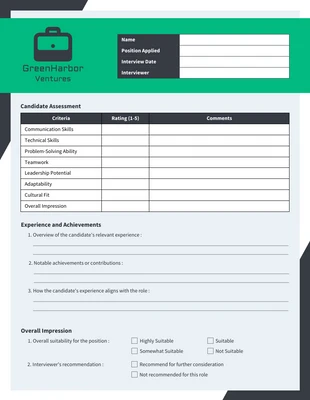 Free  Template: Modern Soft Blue And Green Interview Form
