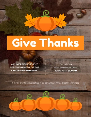 Free  Template: Orange Pumpkin Fundraising Poster