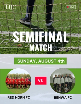Free  Template: Green Soccer Live Match Poster