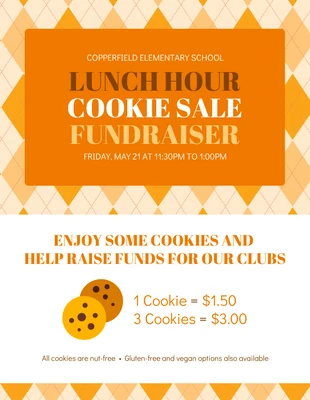 Free  Template: Folleto del evento de recaudación de fondos de la escuela de venta de galletas