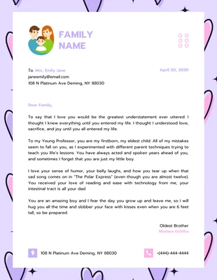 Free  Template: Lilac Cute Pattern Simple Business Family Letterhead
