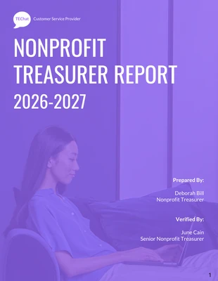 premium  Template: Purple Nonprofit Treasurer Report