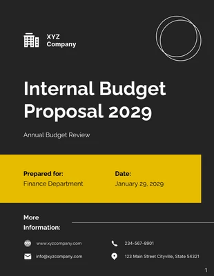 business  Template: Proposition de budget interne propre et minimaliste gris et noir
