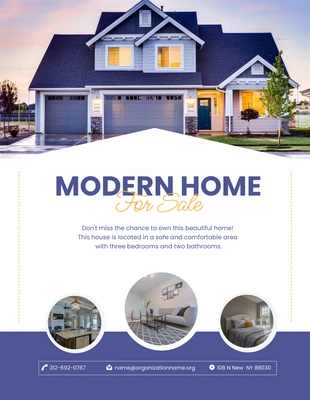 Free  Template: Elegante plantilla azul de folleto de venta inmobiliaria