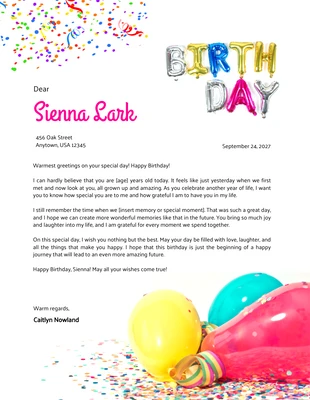 Free  Template: Colorful Birthday Letterhead