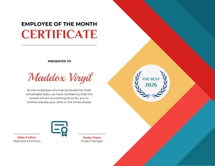 premium  Template: Vibrant Visual Employee-Of-The-Month Certificate