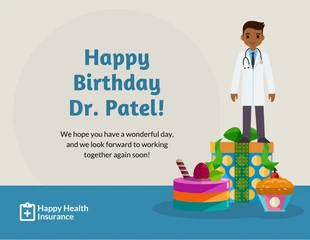 premium  Template: Cartão de aniversário de médico