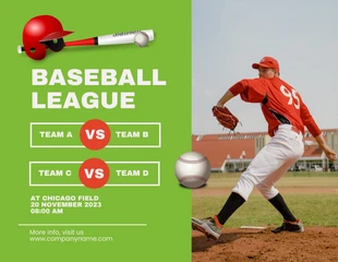 Free  Template: Hellgrüner einfacher baseball liga zeitplan Vorlage