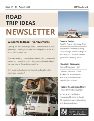 premium  Template: Road Trip Ideas Newsletter