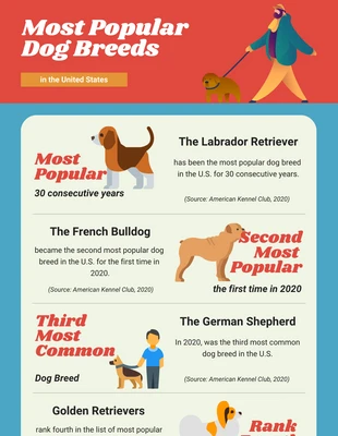 Free  Template: Infographie rétro propre rouge bleu orange chiens
